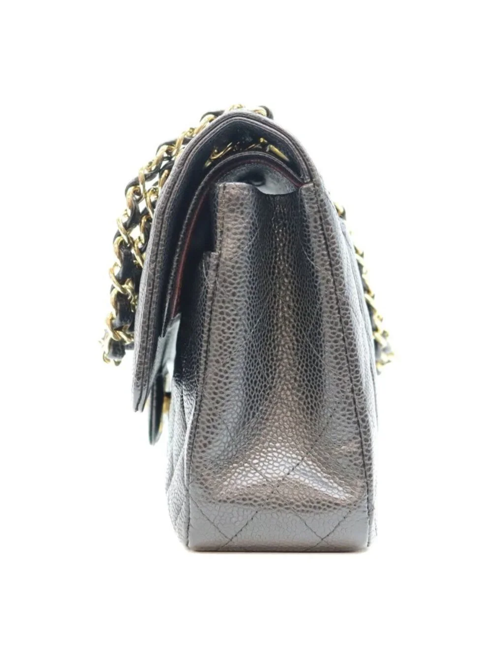 Chanel Black Caviar Gold Quilted 25 Shoulder Bag